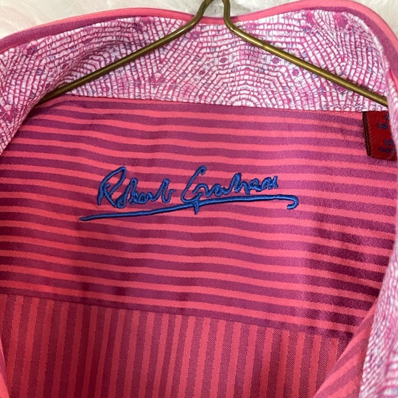 Robert Graham Mens Fitted Button Down Long Sleeve Shirt-Size 42/16.5-Small size - Picture 6 of 13